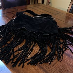Black Suede Fringe Hobo